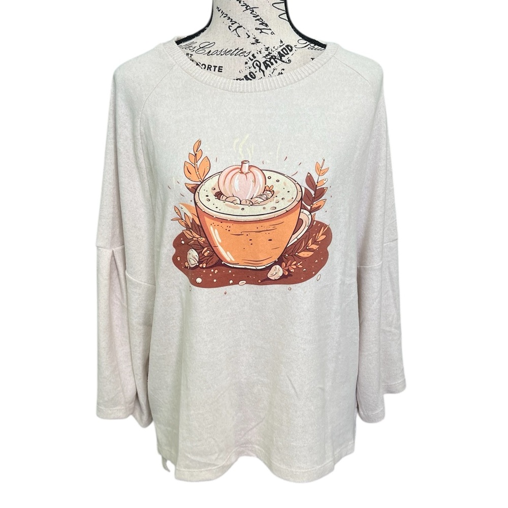Love & Lace Cozy Cream Pumpkin Latte Graphic Top